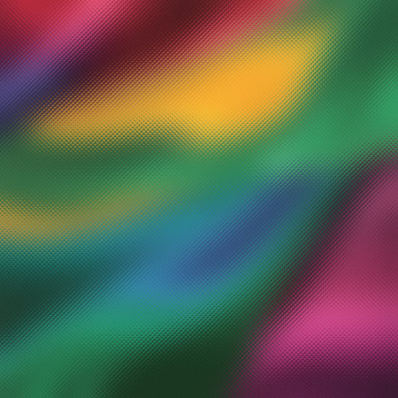 Image showing green and pink frosted glass with abstract yellow and blue swirls. High resolution...の写真素材