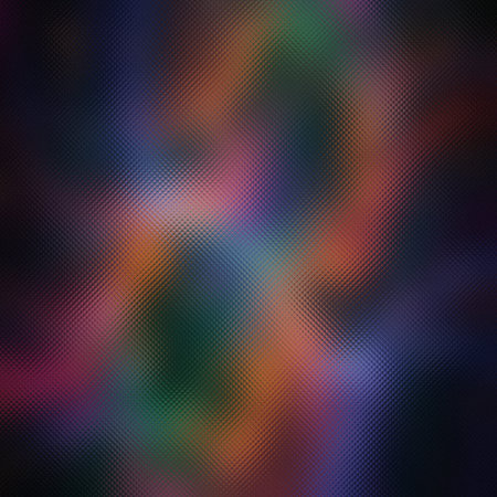 Frosted glass texture with blurred swirling colors of dark blue purple orange and green.