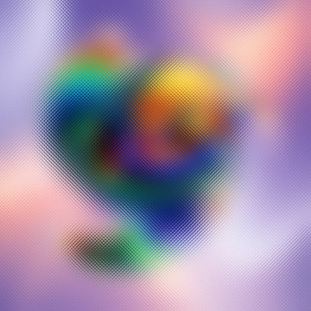 Frosted glass texture with abstract swirling colors of purple green yellow pink and peach.の写真素材