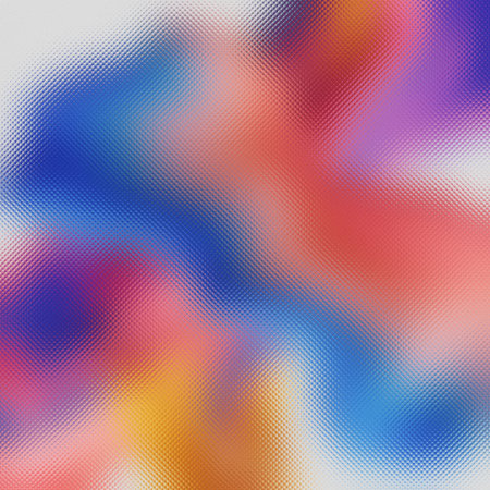 Abstract shapes with a colorful gradient blend across a frosted glass textured background.の写真素材