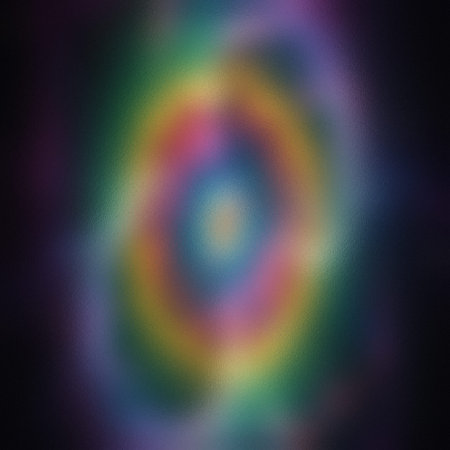 Category: showing frosted glass circle with rainbow colors on dark blurred background keywords:...