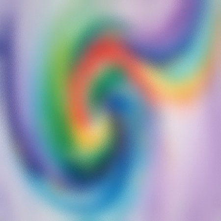 Softly focused abstract background with swirling rainbow colors and a frosted glass texture.の写真素材