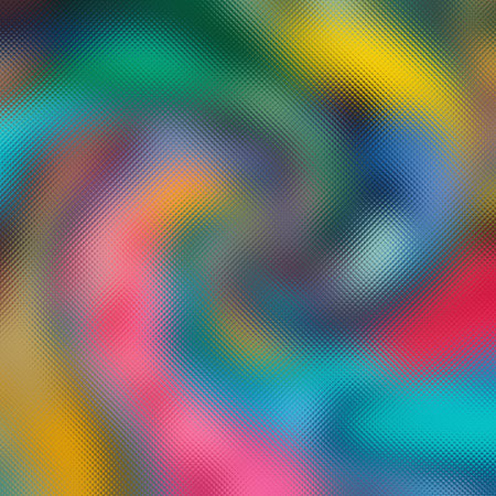 A textured frosted glass surface with a vibrant swirling pattern of multiple colors.の写真素材
