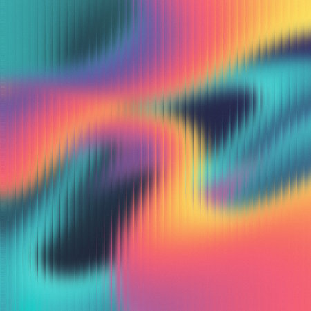 A teal, orange, purple, and yellow abstract gradient with a vertical line texture. Clear details ...