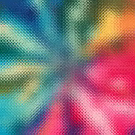 Frosted glass texture with a vibrant radial burst of colorful abstract patterns. Clear details an...の写真素材