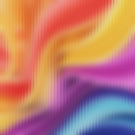 Vibrant abstract swirls of red yellow purple and blue seen through frosted glass texture