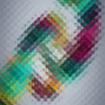 Frosted glass texture with abstract swirls of teal, magenta, yellow, and green colors.の写真素材