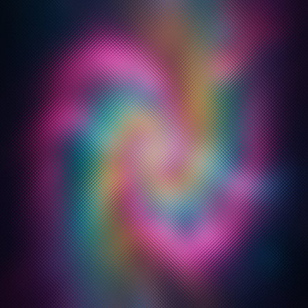 Frosted glass texture with a swirling vortex of neon pink, teal, yellow, and purple colors.の写真素材