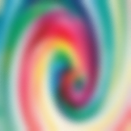 A vibrant rainbow spiral with a frosted glass texture, creating a dynamic background.の写真素材
