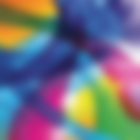 Frosted glass texture with cool blends of blue, green, yellow, and pink colors, softly diffused.の写真素材