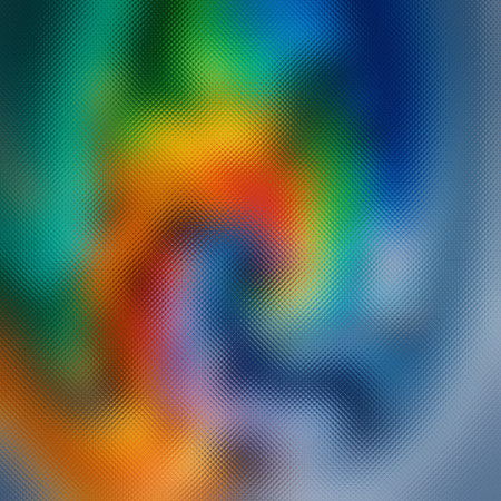 Frosted glass texture with intense swirling colors and a blue gradient background, creating a...