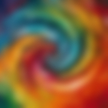 A vibrant rainbow swirl pattern on frosted glass texture creating a diffused abstract background.の写真素材