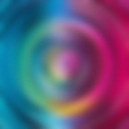 A textured frosted glass surface with a bright swirling pattern of blue, pink, and yellow.の写真素材