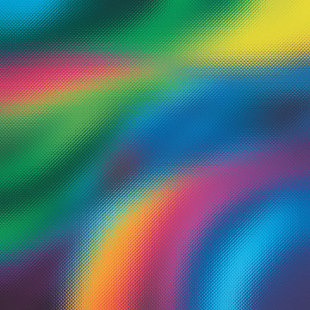 Frosted glass texture covers a swirling abstract pattern of vibrant rainbow colors.の写真素材