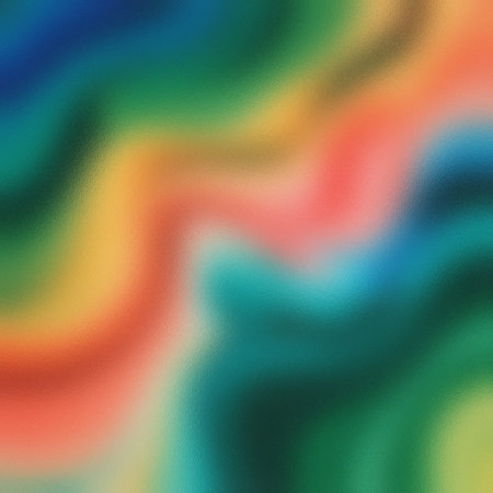 Abstract blurry swirl of green, orange, yellow, and blue colors. Clear details and vibrant colors...