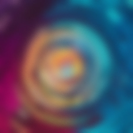 Abstract blurry circular pattern with vibrant orange, blue, and pink hues. Clear details and vibr...の写真素材