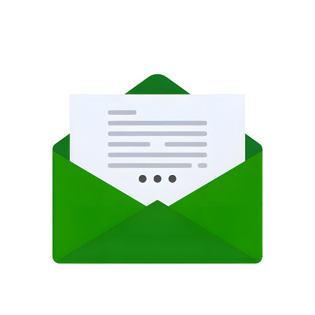 A green envelope with a letter and three dots on a white background. Clear details and vibrant co...の写真素材
