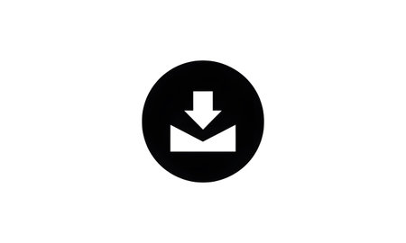 Black download icon with an arrow pointing down into a box on a white background. Clear details a...の写真素材