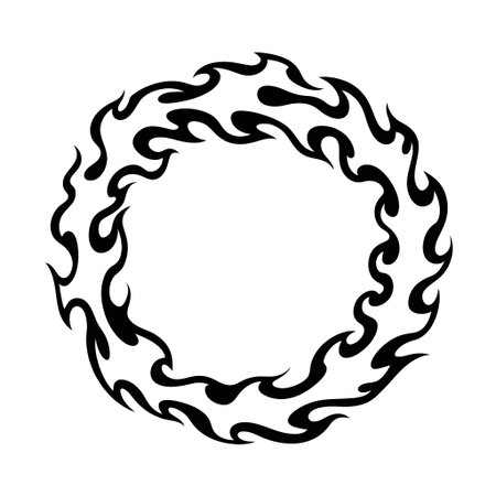 (463) showing circular flame border design. High resolution image suitable for commercial use.の写真素材