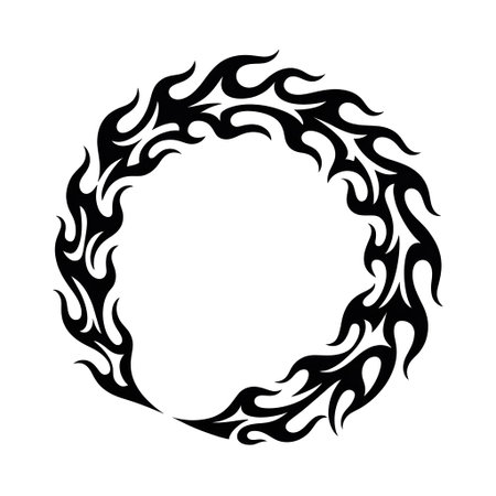 Design showing flame circle tribal tattoo design. High resolution image suitable for commercial use.の写真素材