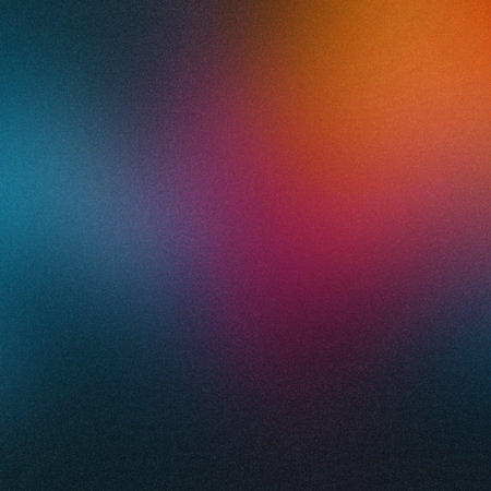 Dark abstract gradient background with deep blue purple and orange hues and fine grain texture