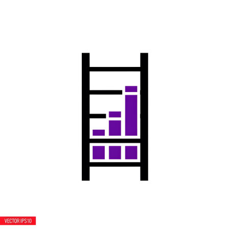 Business/ showing ladder with growing purple bars representing progress on white background...の写真素材