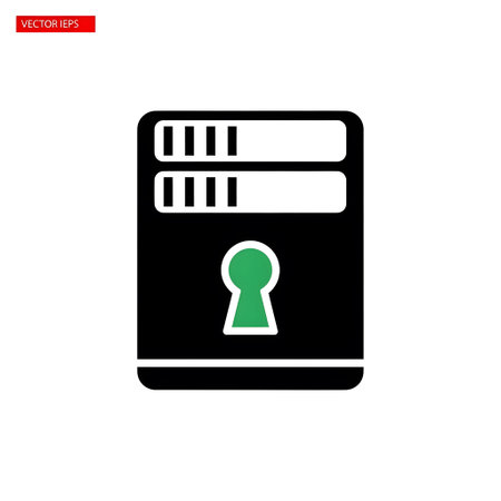 Digital showing server rack icon with keyhole for data security keywords: server, rack, icon,...の写真素材
