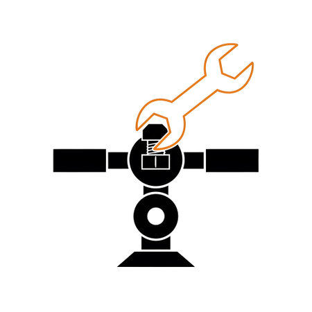 A wrench tightening a bolt on a mechanical joint against a white background. Clear details and vi...の写真素材