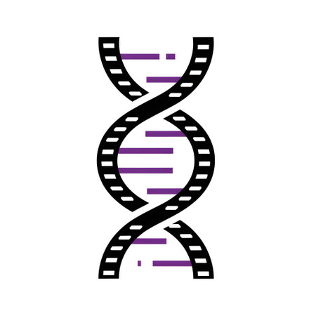 Stylized DNA double helix with purple bases on a white background Clear details and vibrant color...の写真素材