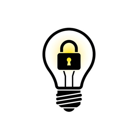 A lightbulb with a black padlock illuminated by a yellow glow. Clear details and vibrant colors e...の写真素材