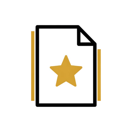 A document icon with a yellow star symbol and two vertical yellow bars on a white background.