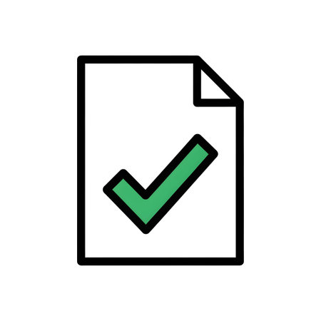 Tick showing document with green check mark symbol on white background keywords: document,...の写真素材