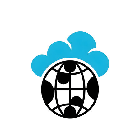 A black globe with a blue cloud symbol above it representing cloud computing. Clear details and v...の写真素材
