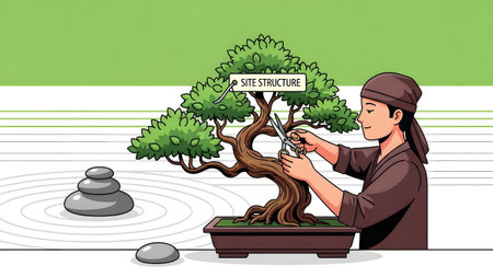 A person trims a bonsai tree. Clear details and vibrant co...