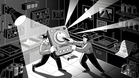 Stock showing darkroom photographers adjusting contrast on large dial keywords: photography,...の写真素材