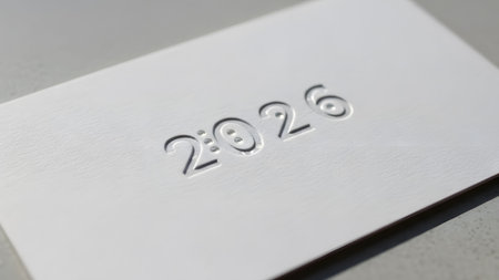The year 2026 and braille are embossed on a white textured surface. Clear details and vibrant col...