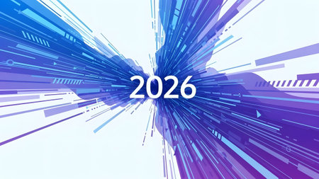 Happy New Year. Abstract futuristic background. Vector illustration for your design