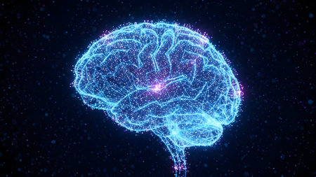 Digital representation of human brain showcasing complex neural network and artificial intelligence...