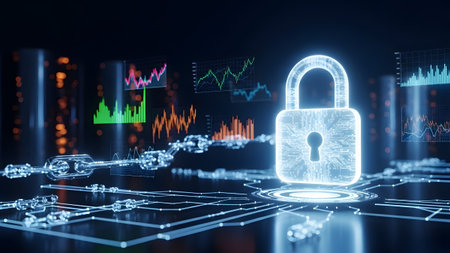 Digital padlock securing sensitive data on a complex network with blockchain and analytics