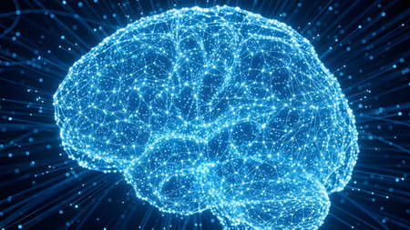 Digital brain network illustration representing artificial intelligence and cognitive computing