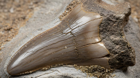 Macro shot of a fossilized kelp on a rock.の写真素材