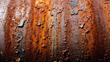 Hues showing close-up of rusty metal surface with peeling paint and orange hues. resolution...