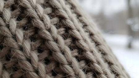 Background showing extreme close-up of a fuzzy grey knitted textile with visible wool fibers and...の写真素材