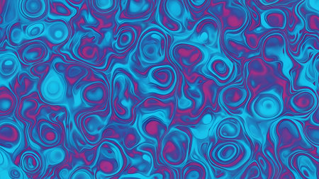 Bright showing abstract swirling pattern of bright cyan blue and magenta pink liquid forms.