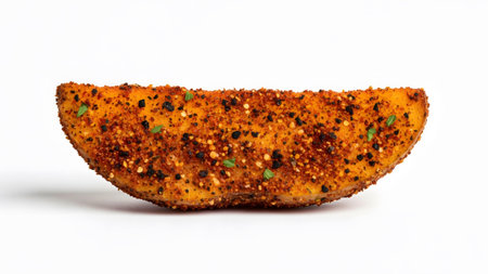 (559).png showing potato wedge seasoned with spices and dried herbs on white. resolution...