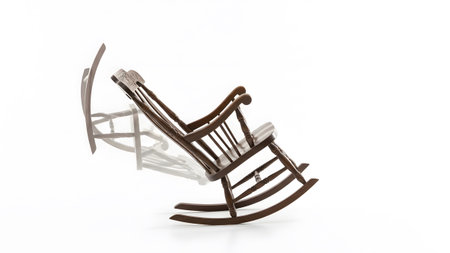 showing wooden rocking chair in motion with ghosted on white background. resolution...の写真素材
