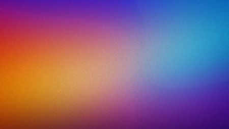 Purple showing vibrant gradient background transitioning from warm orange and red to cool blue...