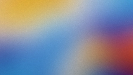 Background showing soft yellow blue to reddish orange gradient with subtle grain texture...の写真素材
