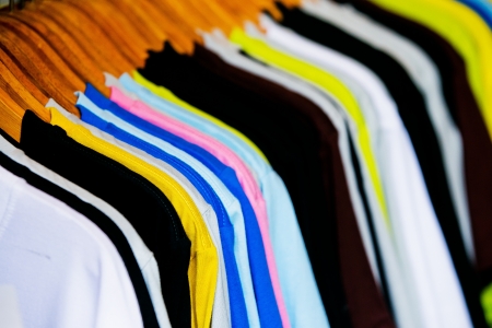 T-shirts with different colors and see which stitch and seam  の写真素材