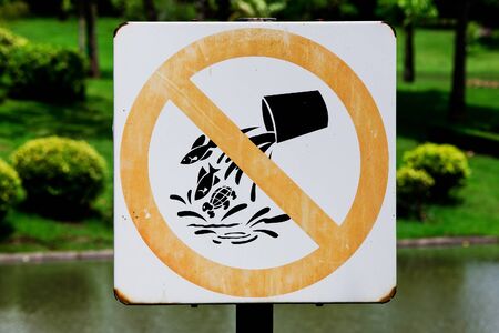 label not to release fish in the park の写真素材
